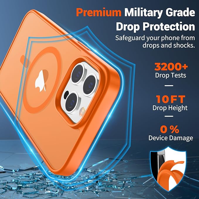 Funda MagSafe para Iphone 14 Pro con grado de proteccion militar, Translucida