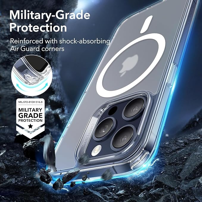 Funda Magsafe para Iphone 15 Pro Max con grado de proteccion Militar Translucida.