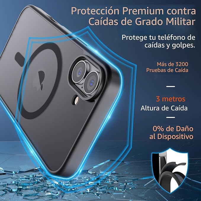 Case de para Iphone 16 MagSafe con grado de proteccion militar Translucida