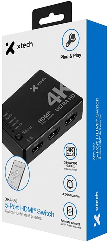 Switch HDMI de 5 puertos Xtech 430