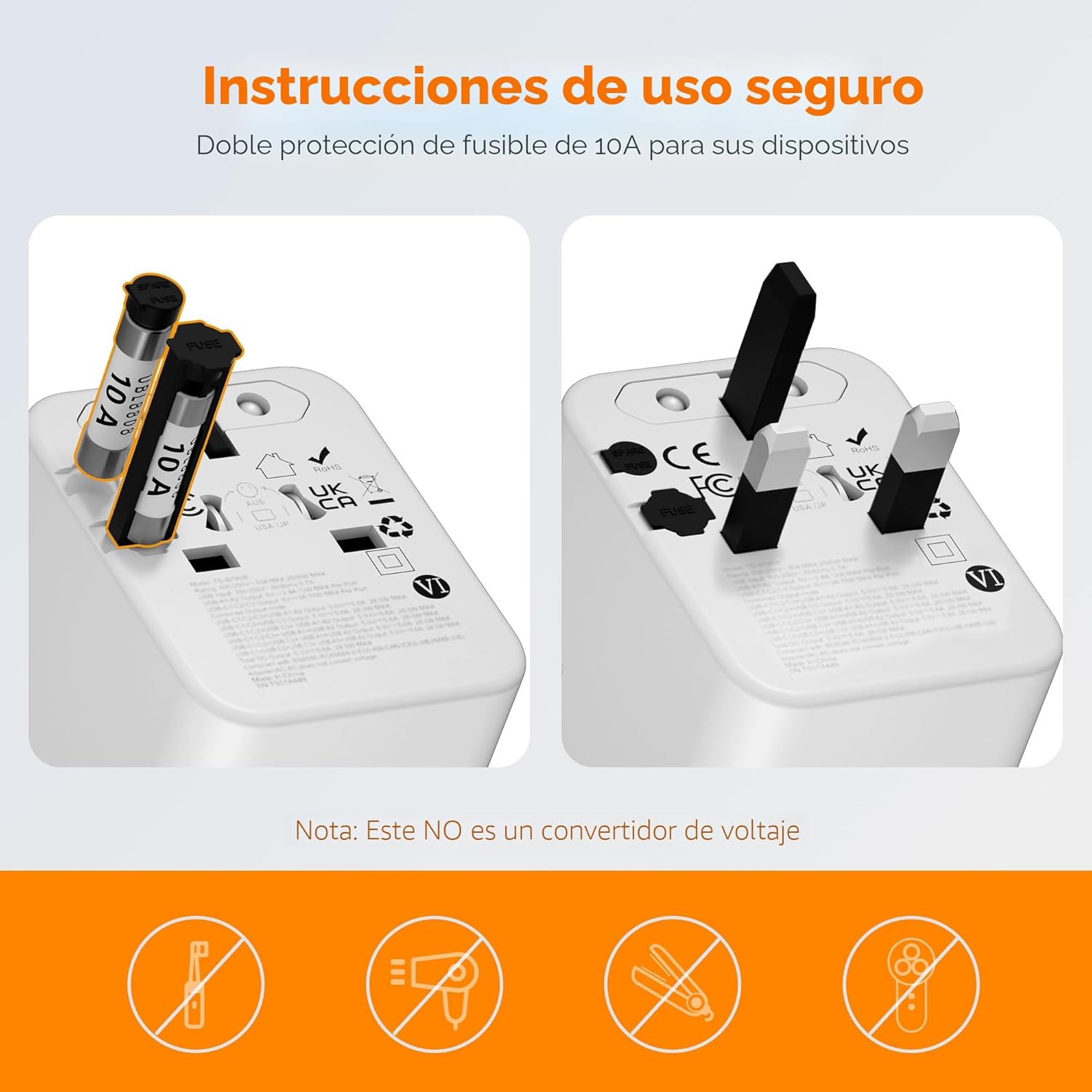 Adaptador De Enchufe De Viaje Mundial Tessan 65Watts