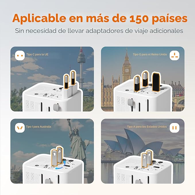 Adaptador De Enchufe De Viaje Mundial Tessan 65Watts