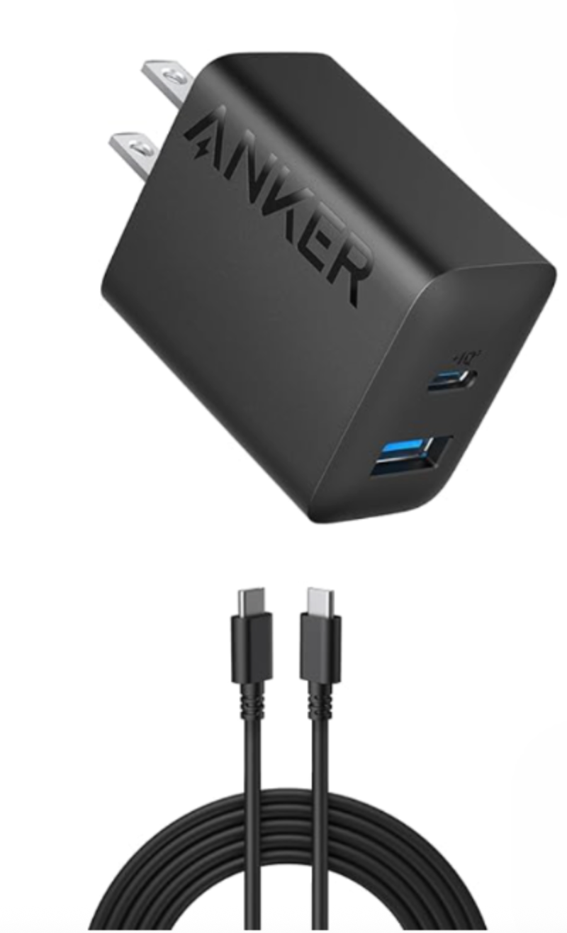 Cargador Anker doble puerto USB y USB-C y Cable USB-C 30 W