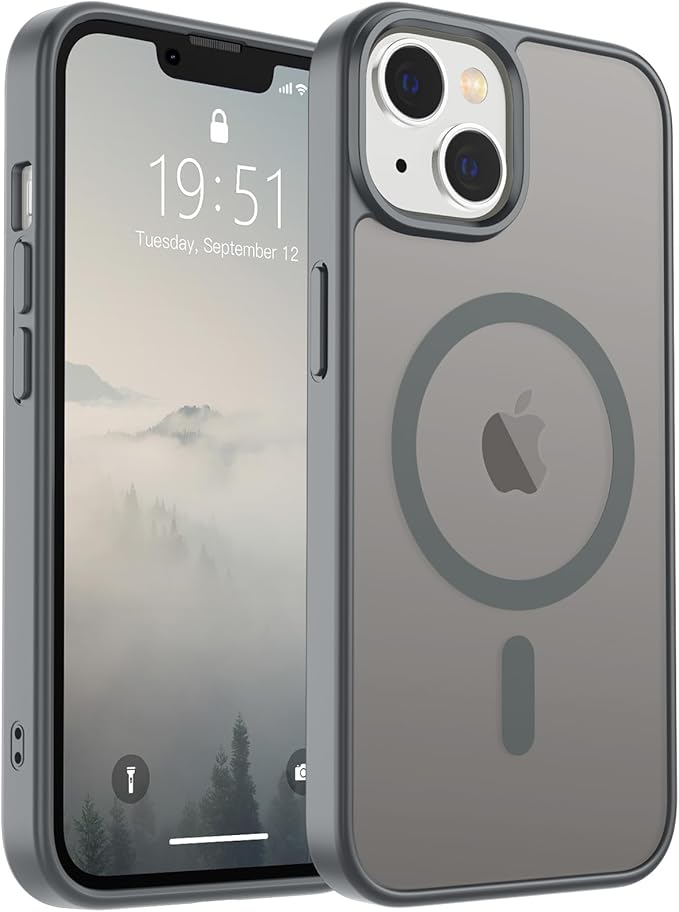 Case magnético para iPhone 13,  MagSafe, protección contra caídas de grado militar, antihllas, delgada, translúcida, mate, a prueba de golpes
