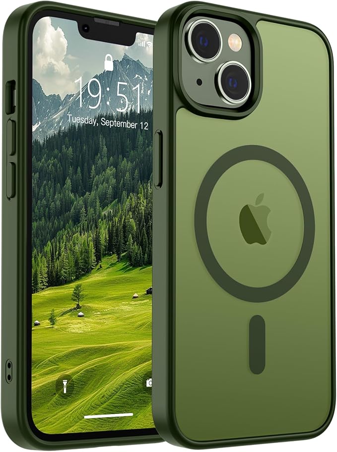 Case magnético para iPhone 13,  MagSafe, protección contra caídas de grado militar, antihllas, delgada, translúcida, mate, a prueba de golpes