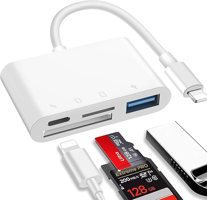 Lector De Tarjetas Best (Sd, Tf, Usb Otg) Lightning 4 En 1 Para Iphone