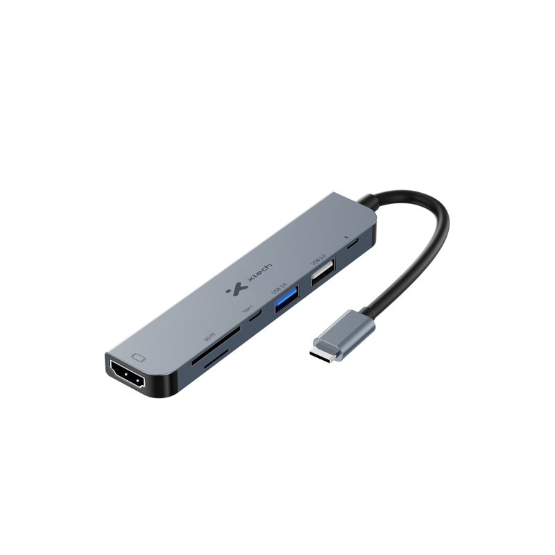 Adaptador multipuerto 7 en 1 con conexión USB-C Xtech 571