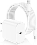 Cargador para iPhone Bloque de Carga Rápida (Certificado MFi) Enchufe Cargador de Pared y Cable de 6ft USB C a Lightning
