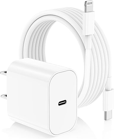 Cargador para iPhone Bloque de Carga Rápida (Certificado MFi) Enchufe Cargador de Pared y Cable de 6ft USB C a Lightning