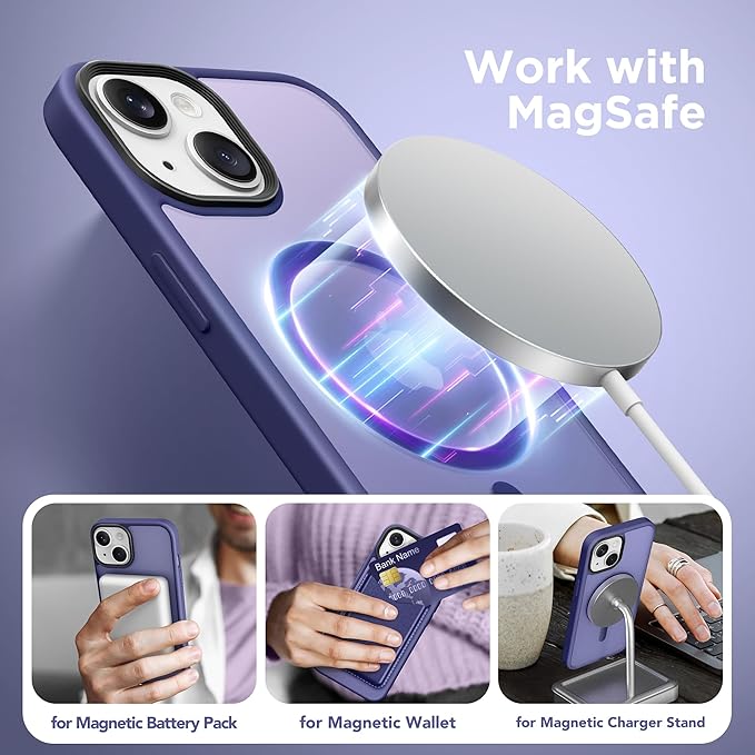 Case magnético para iPhone 13,  MagSafe, protección contra caídas de grado militar, antihllas, delgada, translúcida, mate, a prueba de golpes